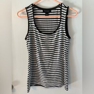 White House Black Market Black and White Sequin Tank Top